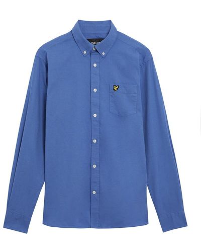 Lyle & Scott Shirts,baumwoll-leinen-knopfleiste-hemd - Blau