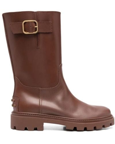 Tod's Buckle-detail Leather Boots - Brown