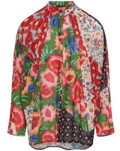 High Hoodwink - bluse mit fledermausärmeln aus funktionsgeorgette mit floralem druck - Rot