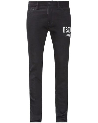 DSquared² Mid-rise straight leg jeans mit seitlichem logo - Schwarz