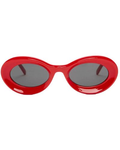 Loewe Rote ovale -sonnenbrille mit grauen gläsern