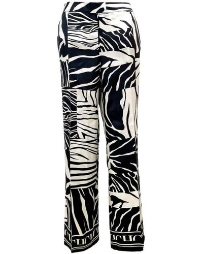 Carolina Herrera Pantaloni in seta stampati zebra - Nero
