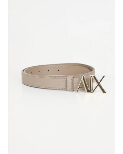 Armani Exchange Cintura stampata testurizzata da con fibbia in metallo con logo - Bianco