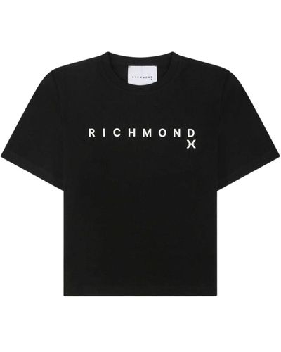 John Richmond T-Shirt mit kontrastierendem Logo und kurzen Ärmeln - Schwarz