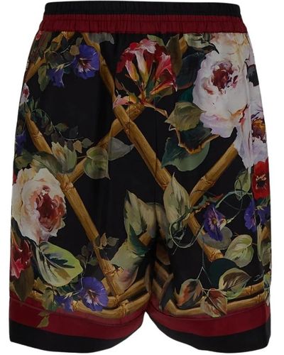 Dolce & Gabbana Shorts de seda con bolsillos laterales - Gris