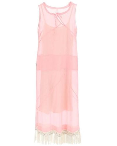 Saks Potts Vestido maxi tank de algodón y seda - Rosa