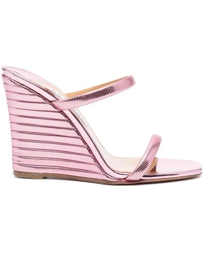 Aquazzura Sandali con zeppa rosa metallica