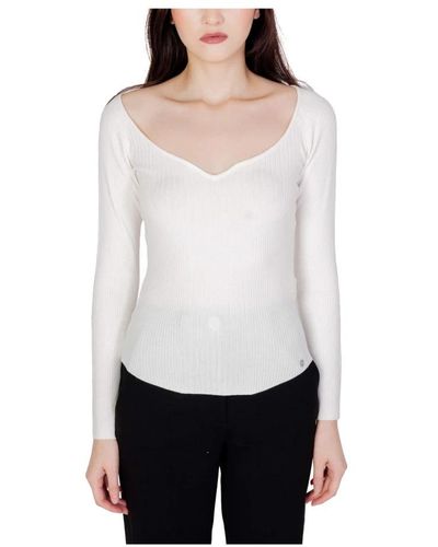 Guess V-Neck Knitwear - White