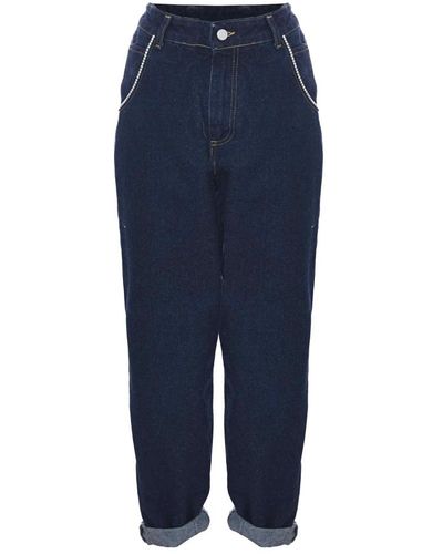 Kocca Jeans mom-fit azul oscuro con dobladillos