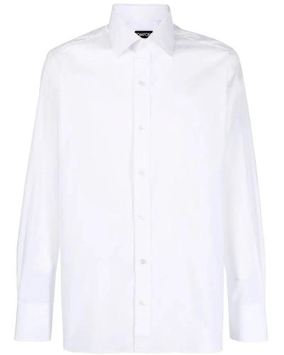 Tom Ford Popeline slim fit hemd - Weiß