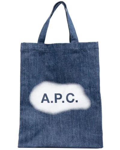 A.P.C. Mini lou borsa denim con stampa grafica - Blu