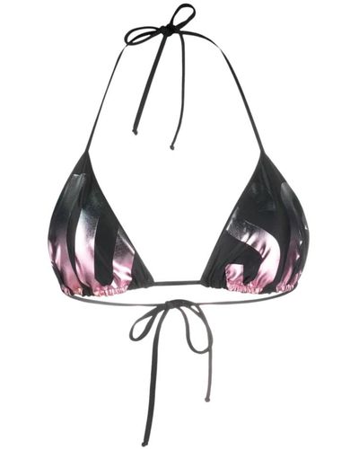 Moschino Top bikini nero con scollo all'americana