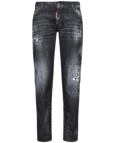 DSquared² Jeans slim-fit distressed neri da donna - Blu