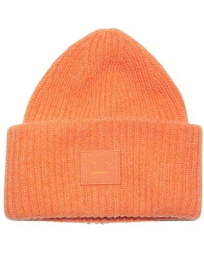 Acne Studios Cappello pansy lana arancio face - Arancione