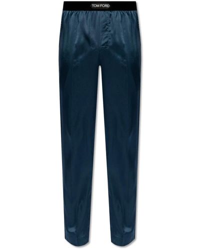 Tom Ford Pantaloni da pigiama in seta - Blu