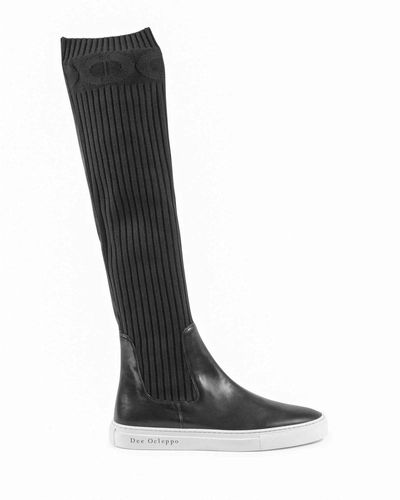 Dee Ocleppo Bota sneaker alta de cuero elástico - Negro