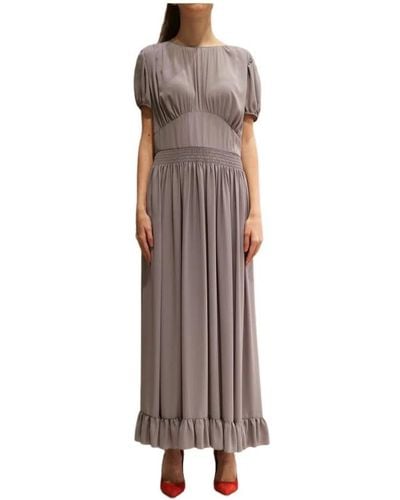 RED Valentino Abito midi grigio con maniche corte - Marrone