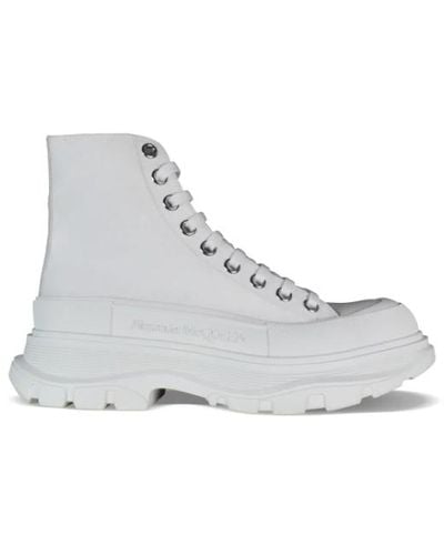 Alexander McQueen Zapatillas altas de lona blanca - Blanco