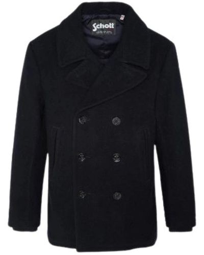 Schott Nyc Double-Breasted Coats - Blue