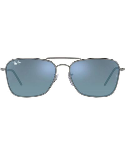 Ray-Ban Innovativi occhiali da sole reverse con montatura caravan e lenti blu specchiate