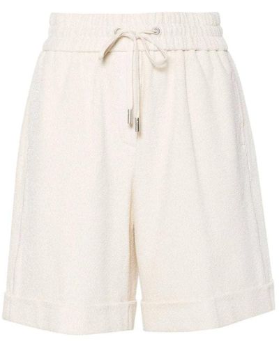 Peserico Shorts de lurex con cuentas blanco crema