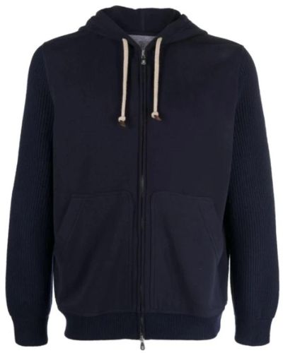 Brunello Cucinelli Blauer hoodie mit reißverschluss