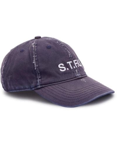 Heron Preston Stfu distressed logo baseball cap - Blu