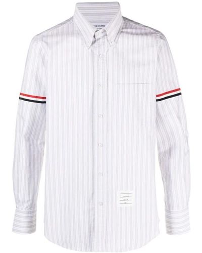 Thom Browne Formal shirts,gestreiftes oxford baumwollhemd mit tricolor-detail - Weiß