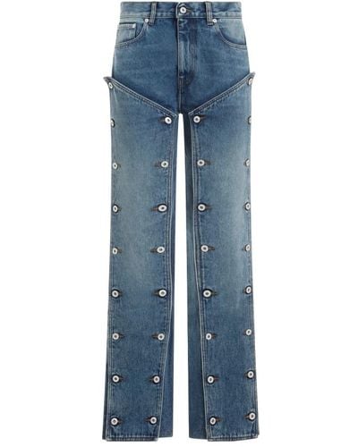 Y. Project Vintage blaue baumwoll-snap-off-jeans