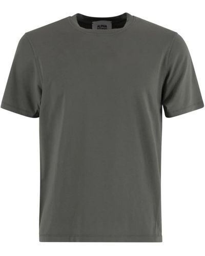 Alpha Studio Grünes t-shirt girocollo baumwolle regular fit - Grau