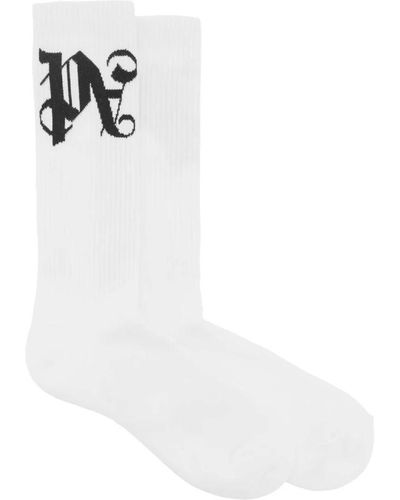 Palm Angels Socken mit kontrastierendem jacquard-monogramm - Weiß