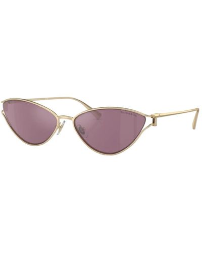 Tiffany & Co. Cat-eye sonnenbrille mit verspiegelten rosa gläsern - Lila