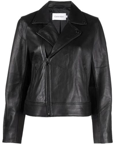 Calvin Klein Leather Jackets - Black