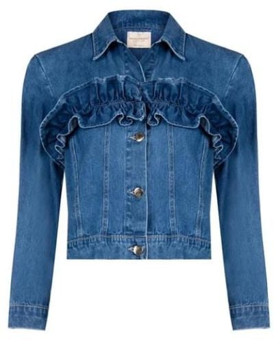 Rinascimento Renaissance jeansjacke mit rüschen - Blau