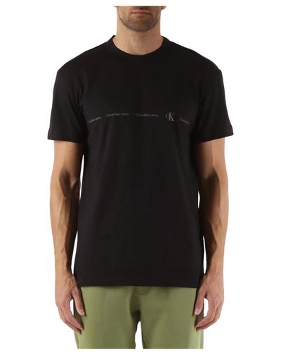 Calvin Klein Baumwoll logo t-shirt rundhals kurzarm - Schwarz