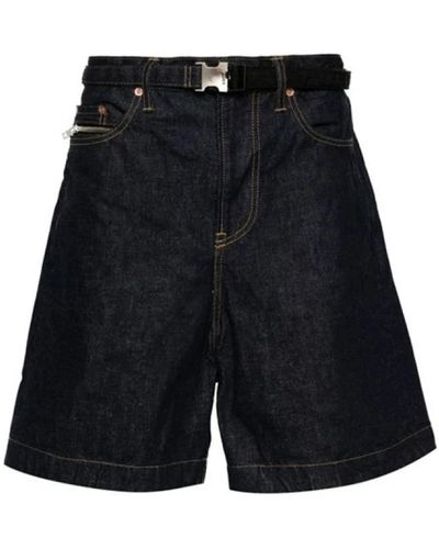 Sacai Blaue bermuda shorts mit integriertem gürtel - Schwarz