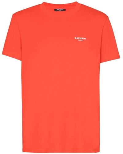 Balmain Flocked T-Shirt - Red