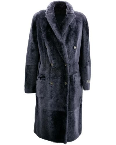 Brunello Cucinelli Double-Breasted Coats - Blue