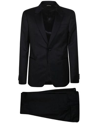 Zegna Single Breasted Suits - Black