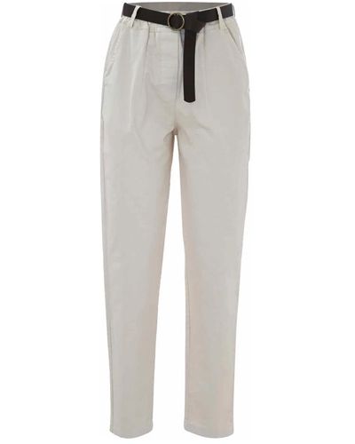 Kocca Pantaloni in cotone elasticizzato e cintura abbinata - Grigio