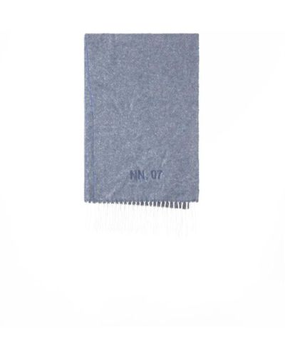 NN07 Gemütlicher strickschal mit winterlichen fransen - Blau
