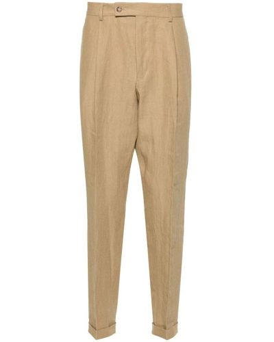 Caruso Slim-Fit Trousers - Natural