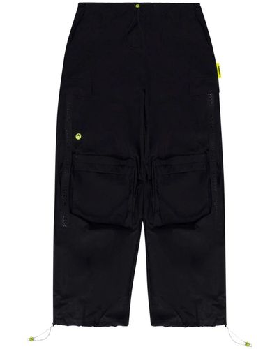 Barrow Pantaloni cargo in nylon con bande di marca - Nero