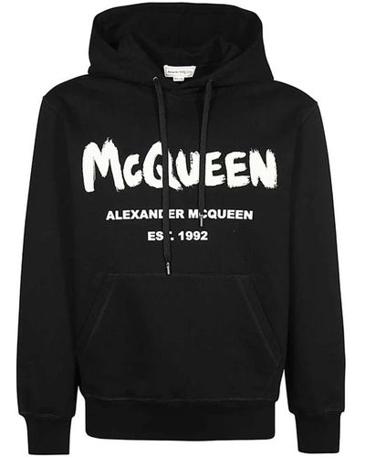 Alexander McQueen Logo sweatshirt mit kapuze und kordelzug - Schwarz
