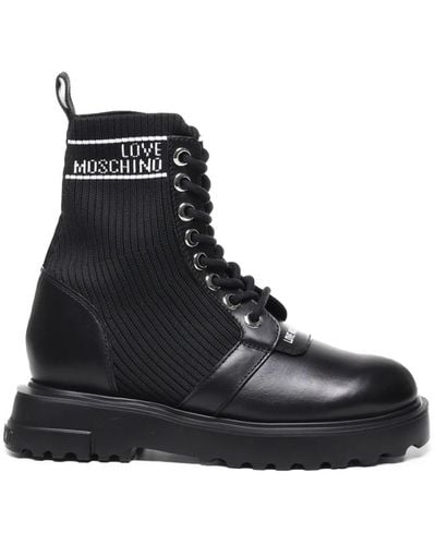 Love Moschino Lace-Up Boots - Black