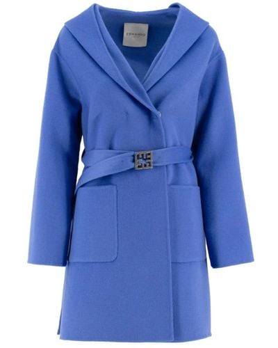 Ermanno Scervino Belted Coats - Blue