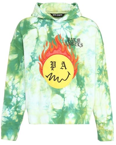 Palm Angels Bestickter logo hoodie sweatshirt - Grün
