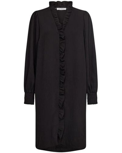 co'couture Schwarzes kleid mit rüschen und smock-schetten