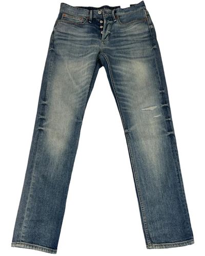 Denham Slim fit jeans in mittelblau mit knopfleiste