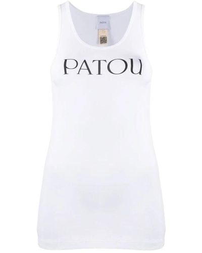 Patou Logo print top sin mangas - Blanco